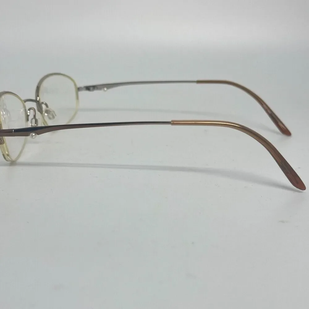 Elle Eyeglasses Frame EL18550 Women's Dark Brown Metal Half Rim 50-19-135 H15674